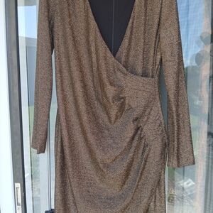 DKNY Metallic Long Sleeve Dress
